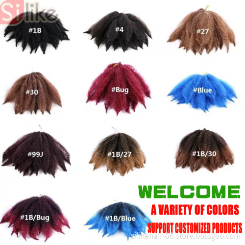 Afro Kinky Marley Braids Twist Synthetic Braiding Hair Crochet Extensions High Temperature Fiber 8inch 14roots/pc Crochet  Soft